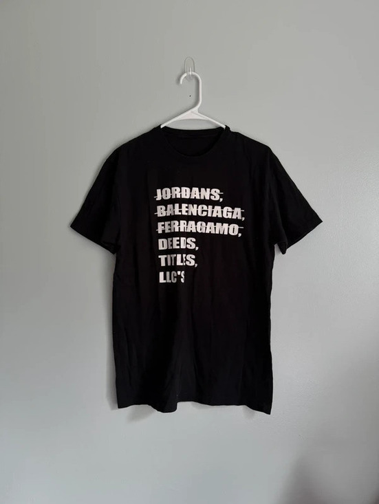 Other - Men’s XL Black Jordans Balenciaga Ferragamo Deeds Titles LLCs Graphic Tee